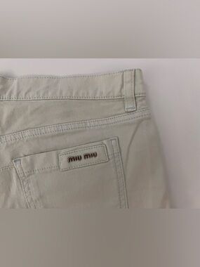 Miu Miu  light blue low-rise micro shorts  with Silver Logo Sz 25